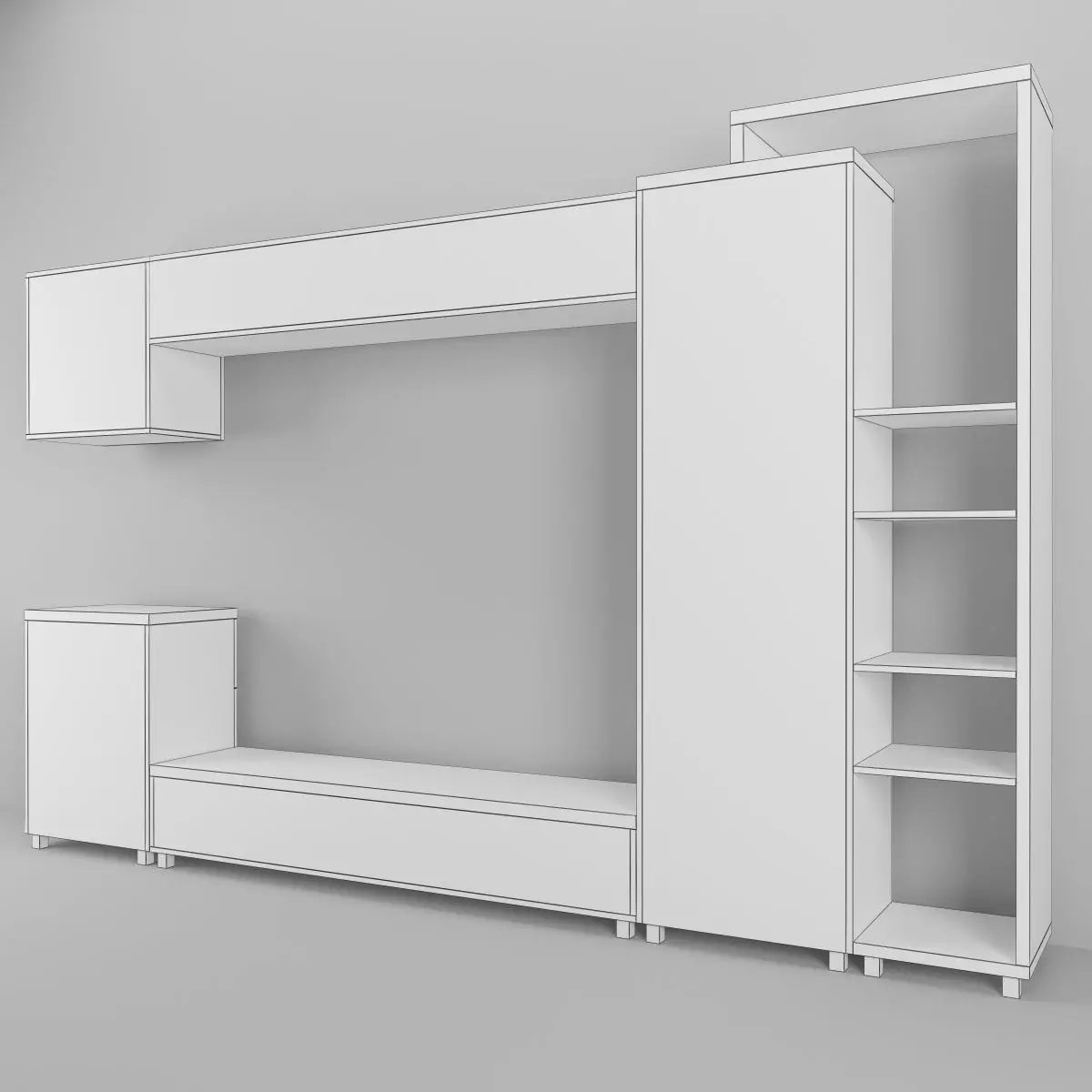 Wall Unit - Cabinet 4 3D model_9