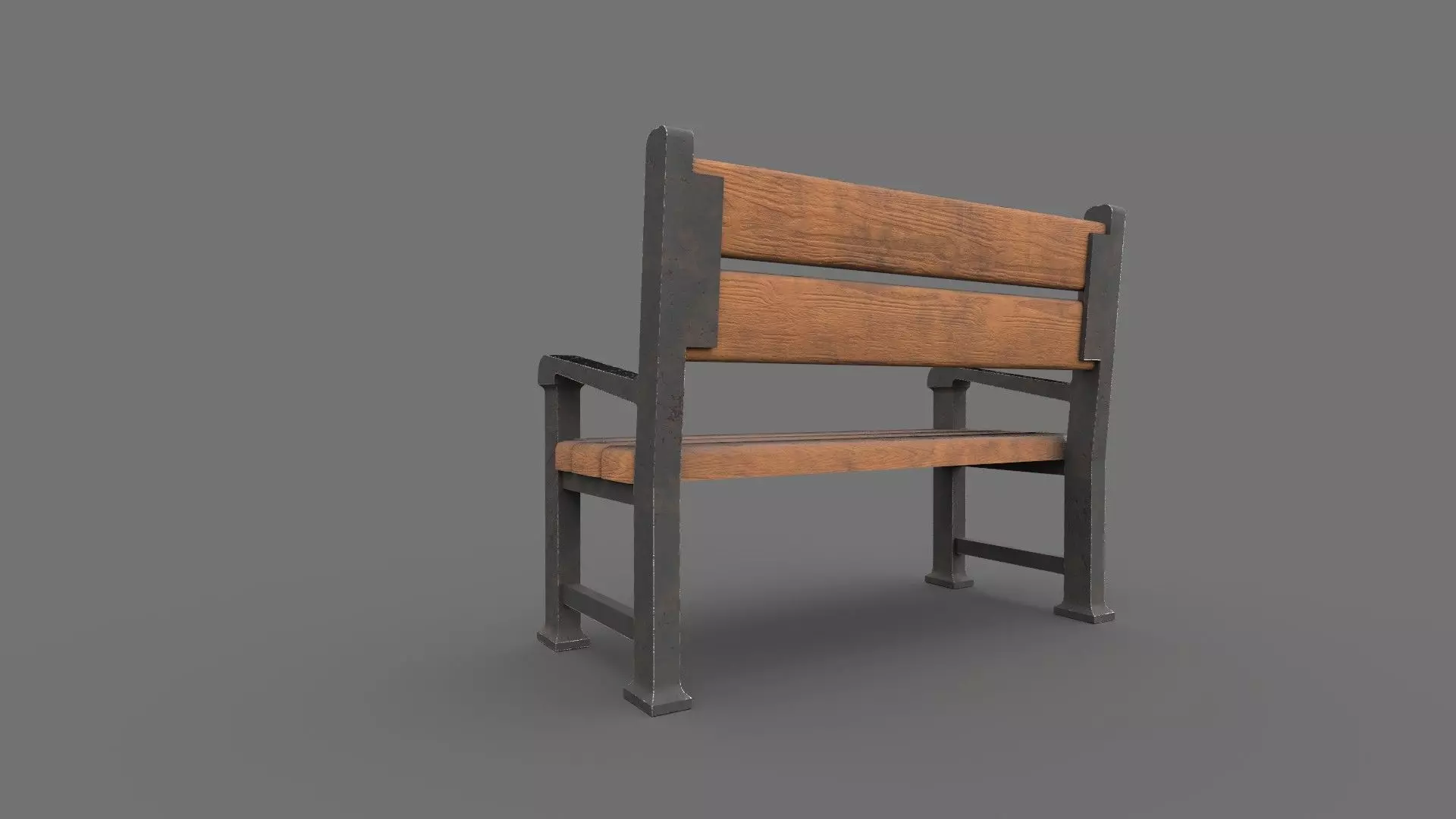 Wooden Bench PBR Low-poly 3D model_6