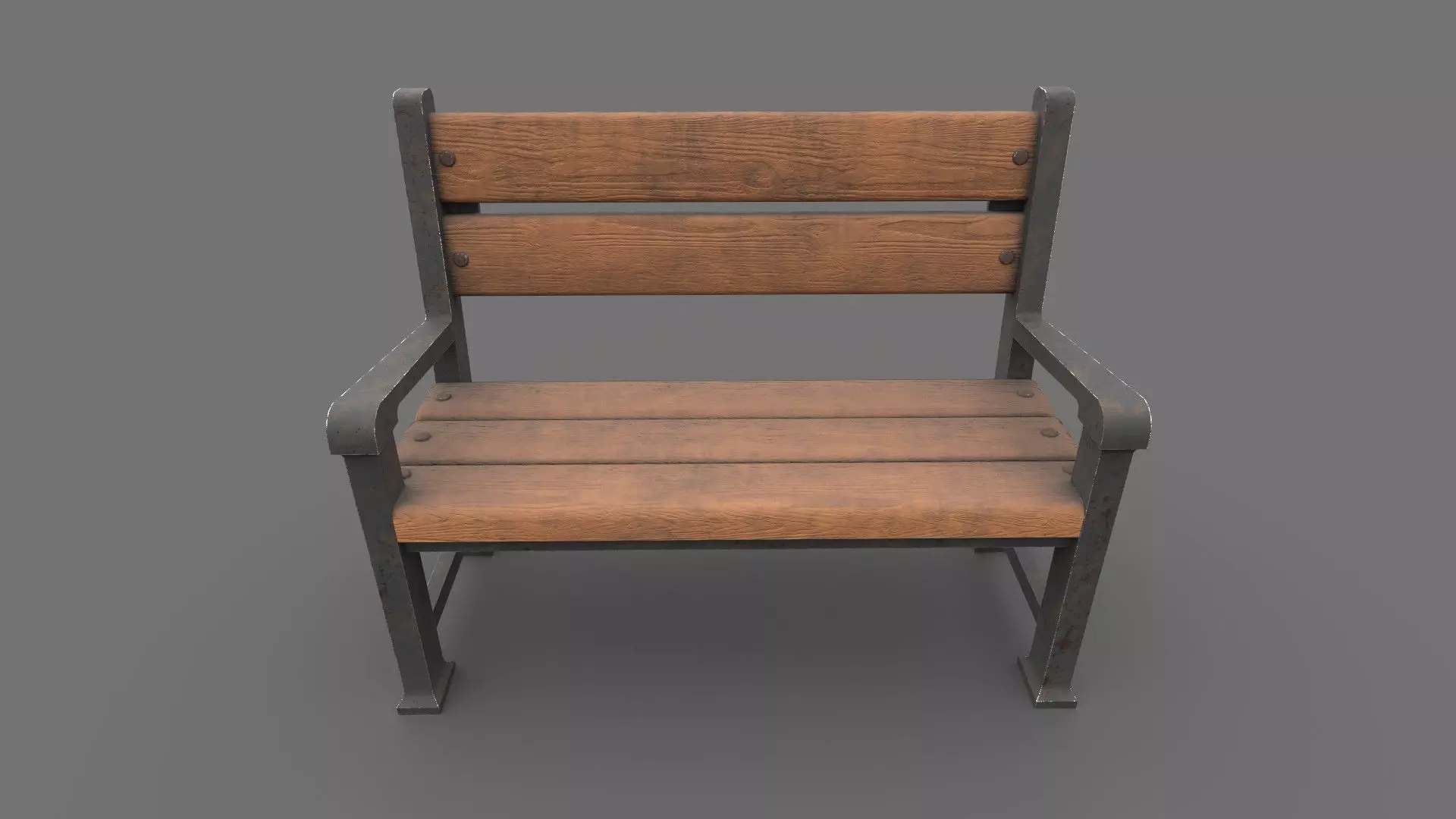 Wooden Bench PBR Low-poly 3D model_0