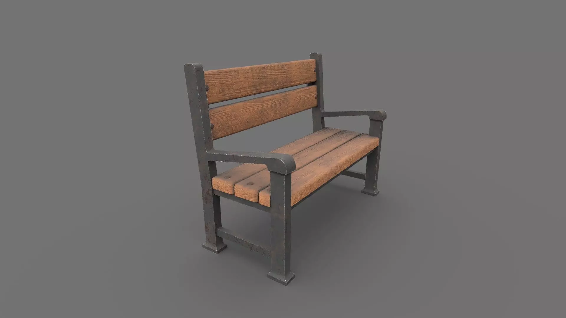 Wooden Bench PBR Low-poly 3D model_3