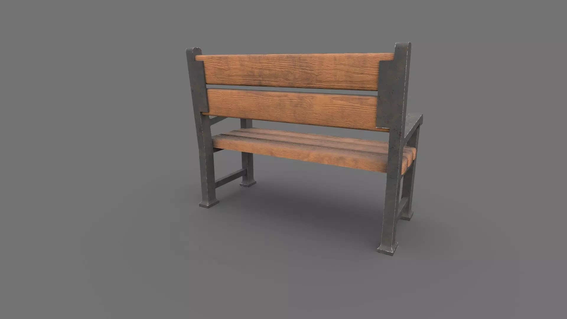 Wooden Bench PBR Low-poly 3D model_7