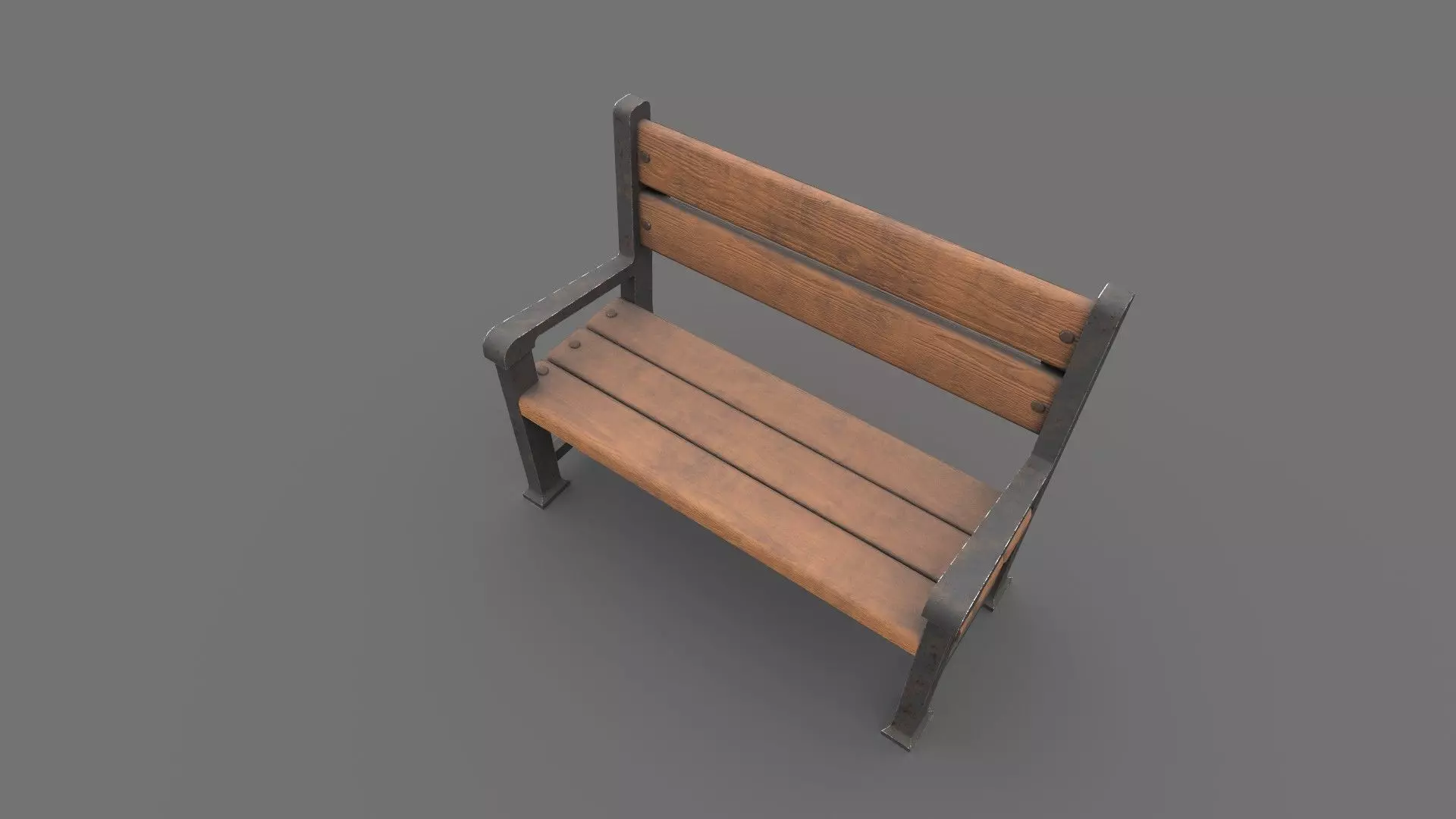 Wooden Bench PBR Low-poly 3D model_5