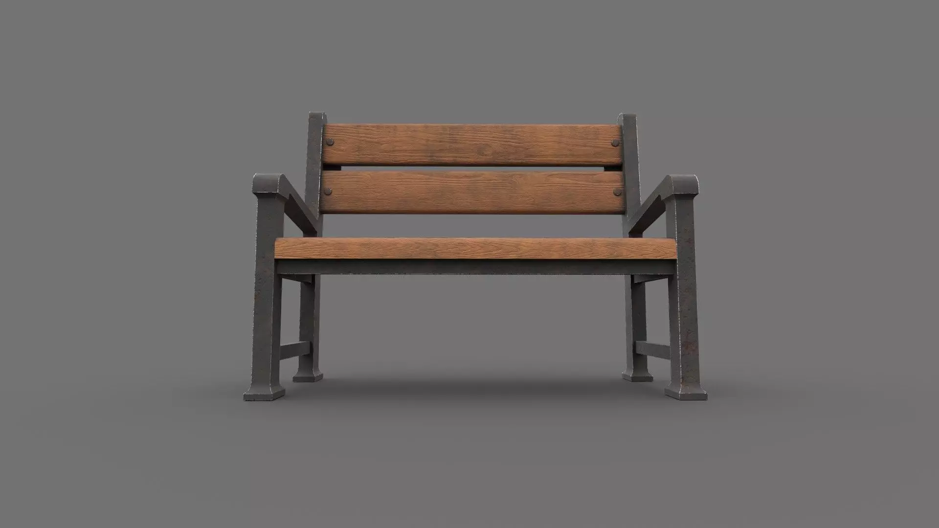 Wooden Bench PBR Low-poly 3D model_4