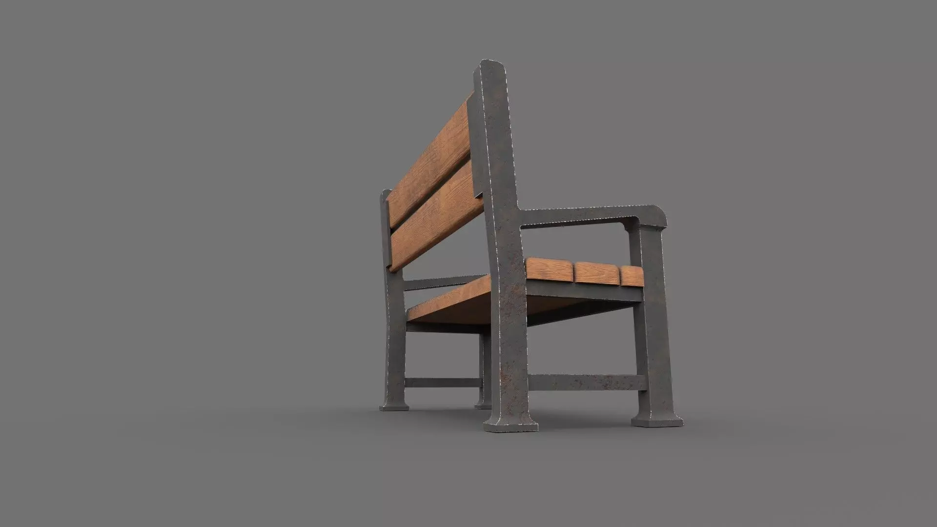 Wooden Bench PBR Low-poly 3D model_8