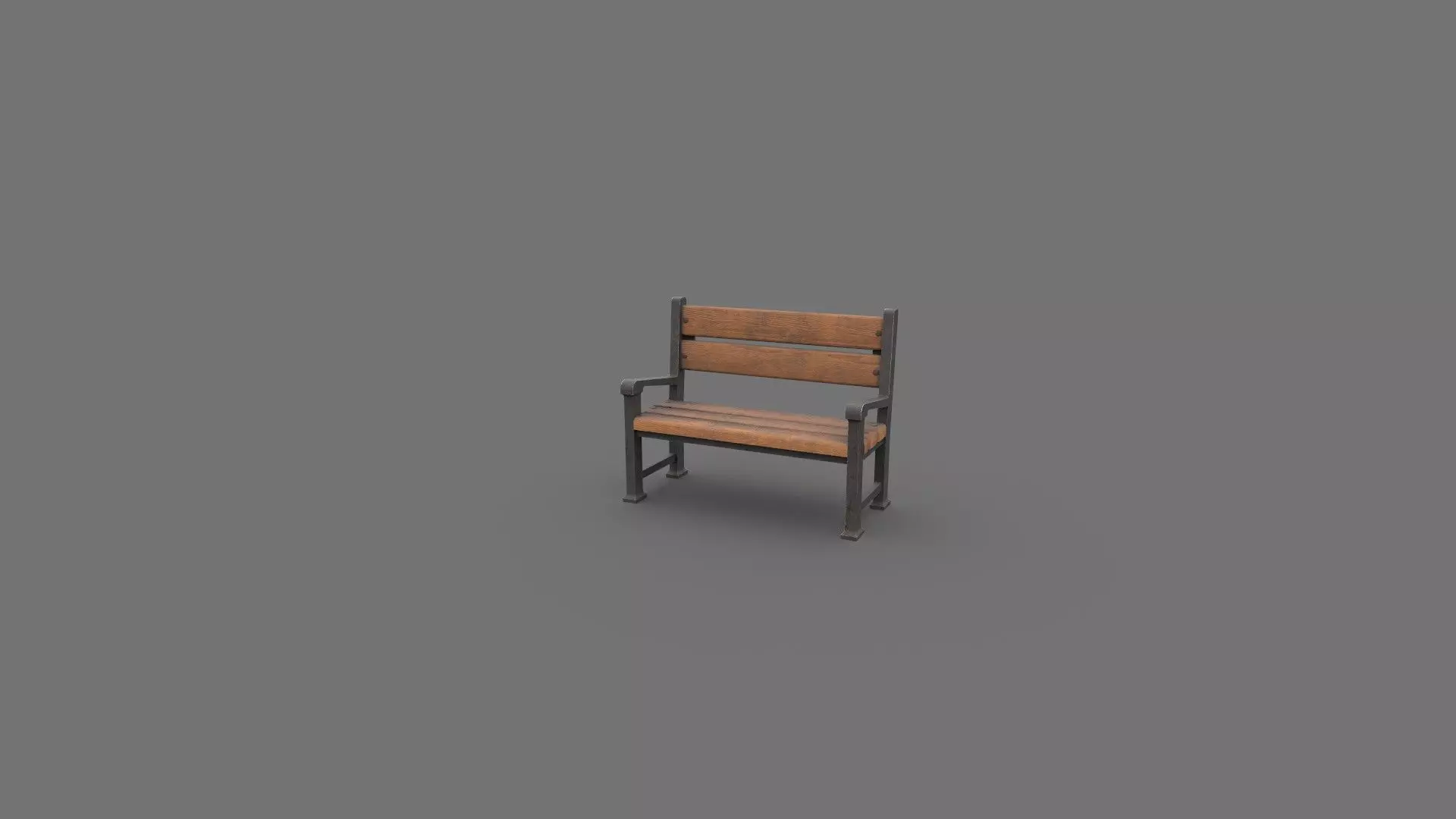 Wooden Bench PBR Low-poly 3D model_10