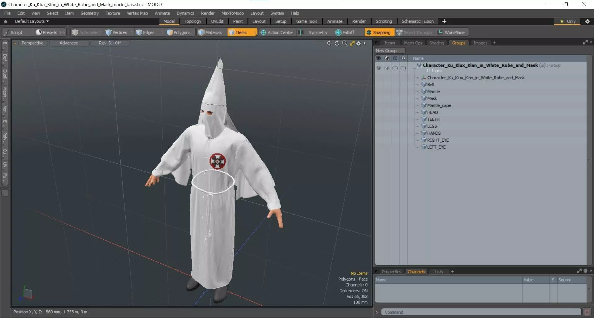 Character Ku Klux Klan in White Robe and Mask 3D model_18