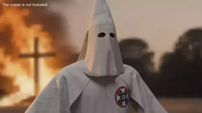 Character Ku Klux Klan in White Robe and Mask 3D model