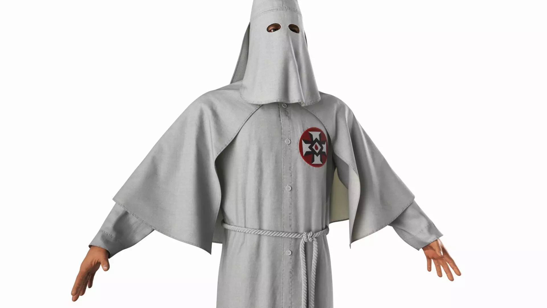 Character Ku Klux Klan in White Robe and Mask 3D model_5