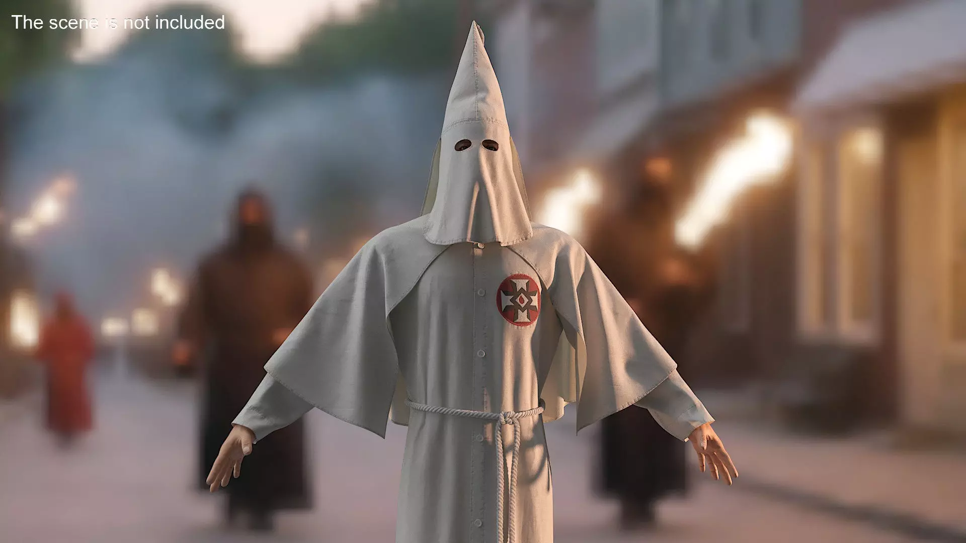 Character Ku Klux Klan in White Robe and Mask 3D model_1