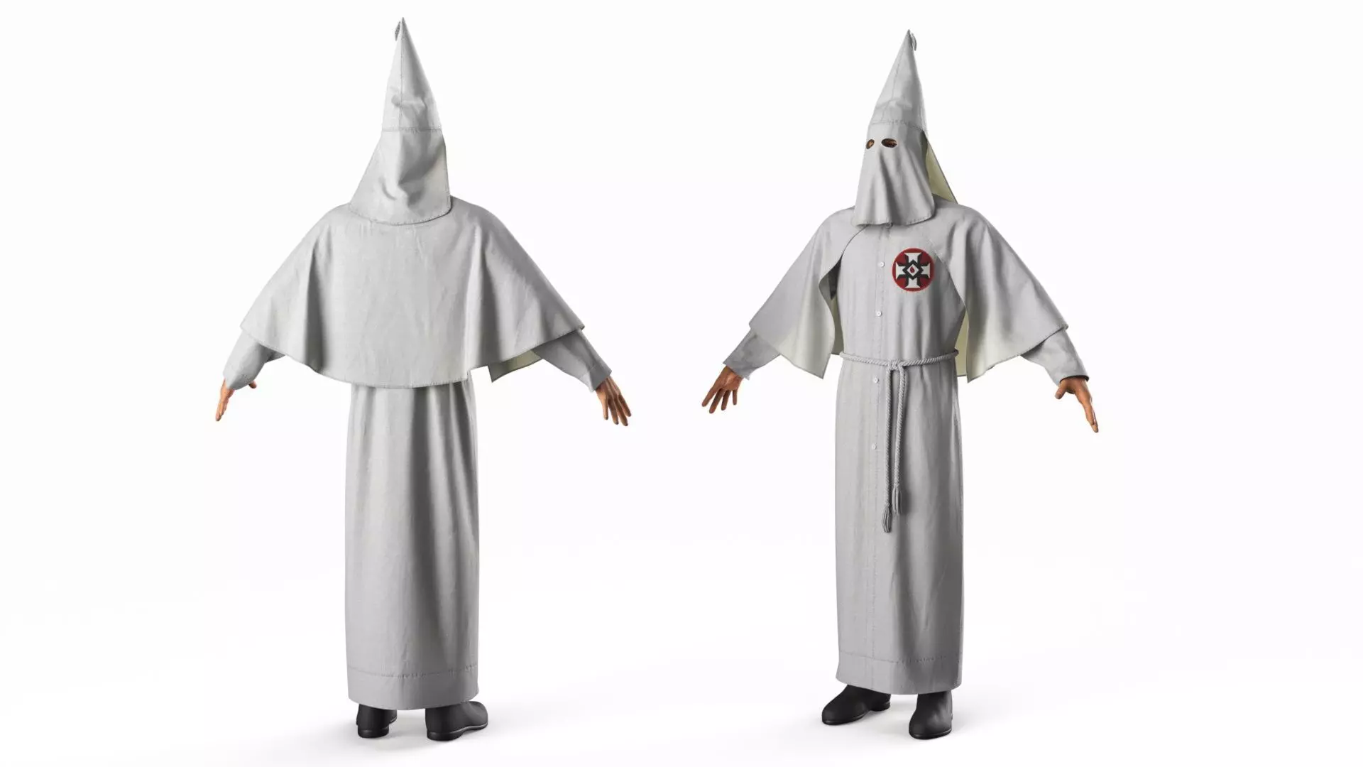 Character Ku Klux Klan in White Robe and Mask 3D model_4
