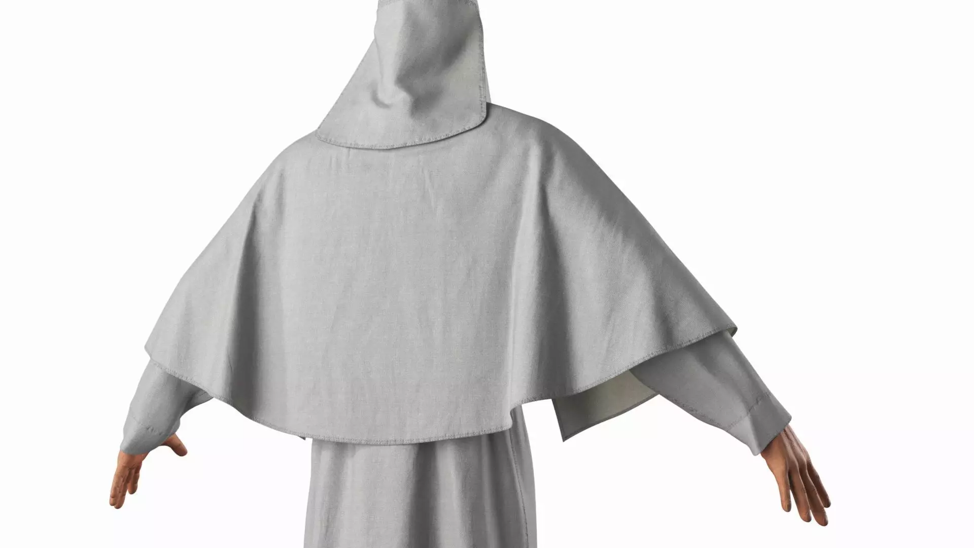 Character Ku Klux Klan in White Robe and Mask 3D model_7