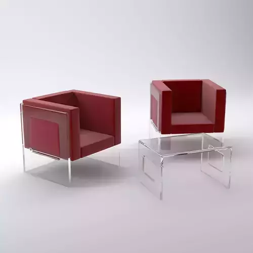 Acrylic Armchairs and Coffee Table Set
