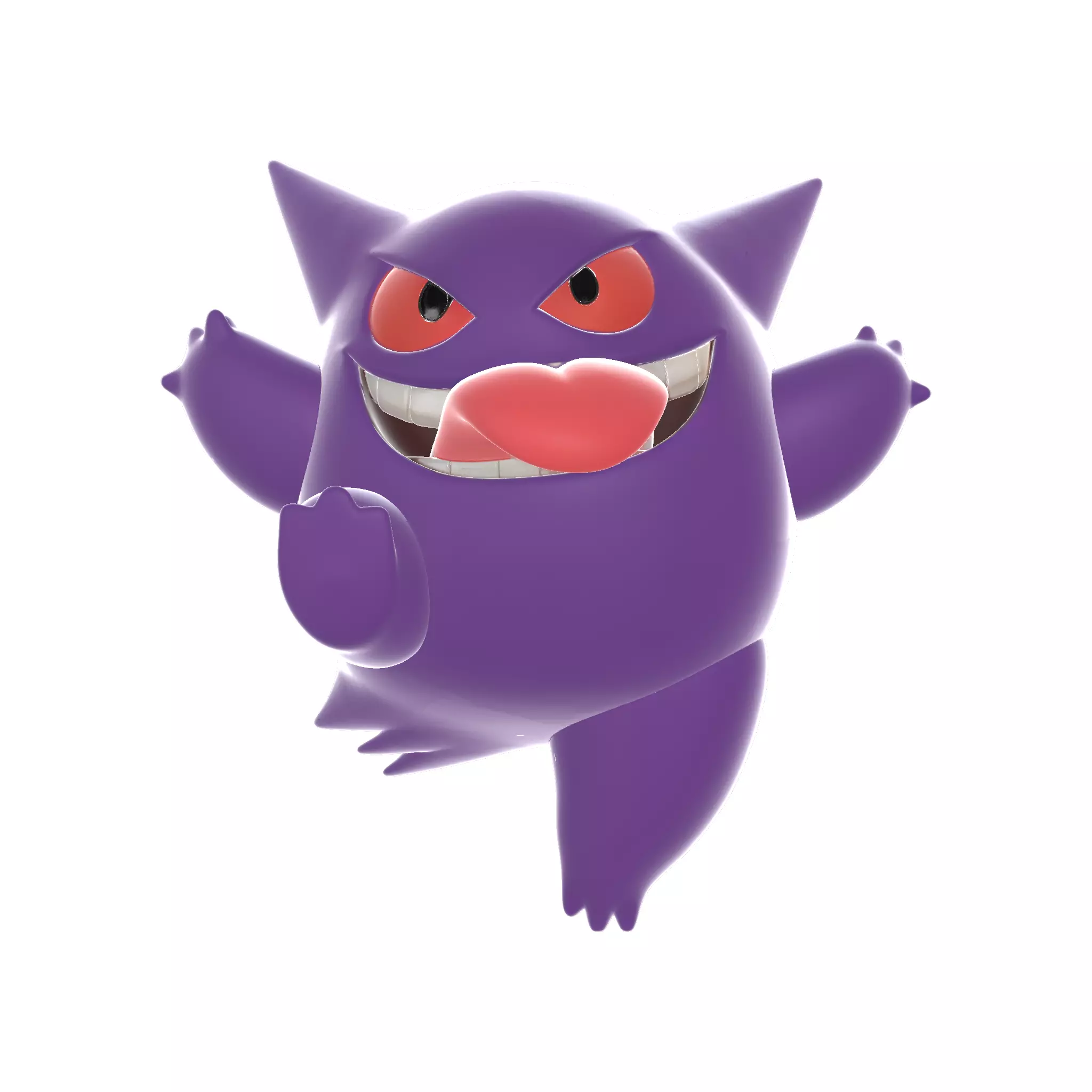 Gengar Licking Tongue Cute Cartoon Ghost 3D print model_0