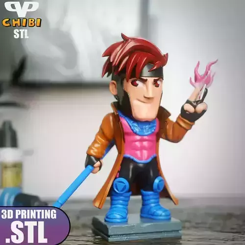 X-Men Gambit Chibi STL for 3D Printing ChibiSTL 3DXM 3D print model