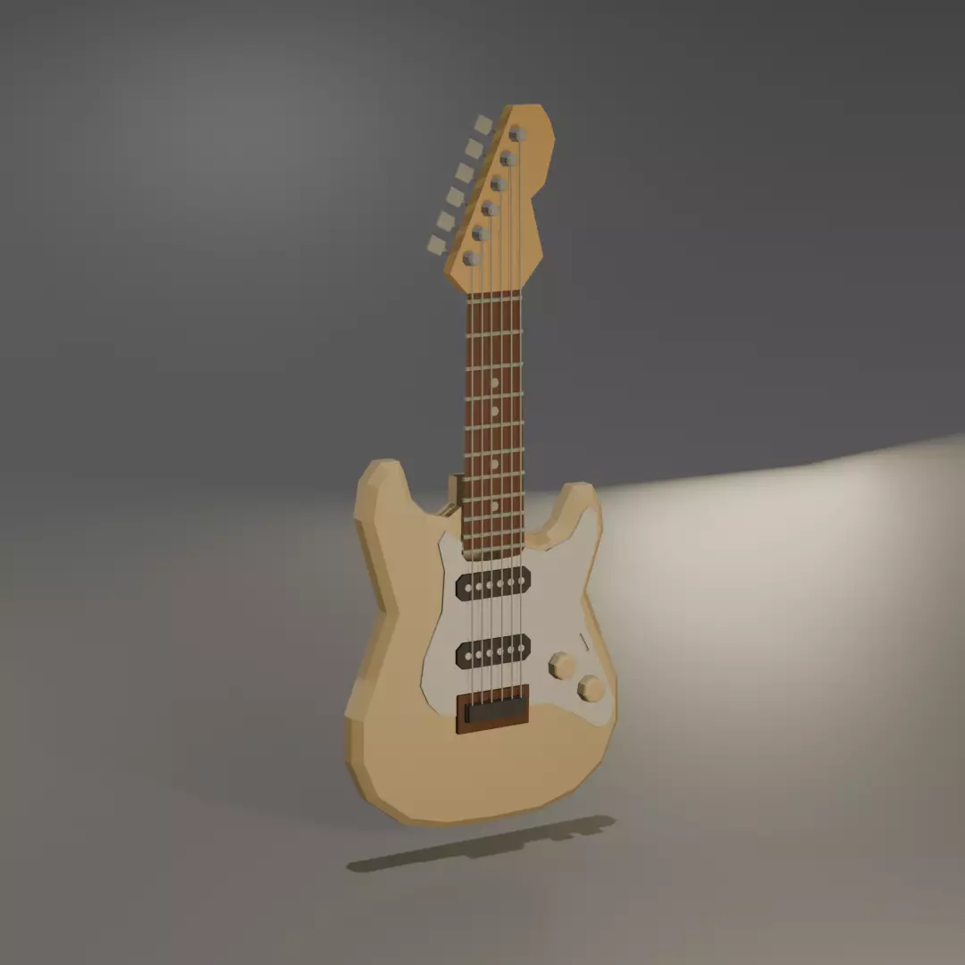 Asembleable Low-Poly style Guitar 3D print model