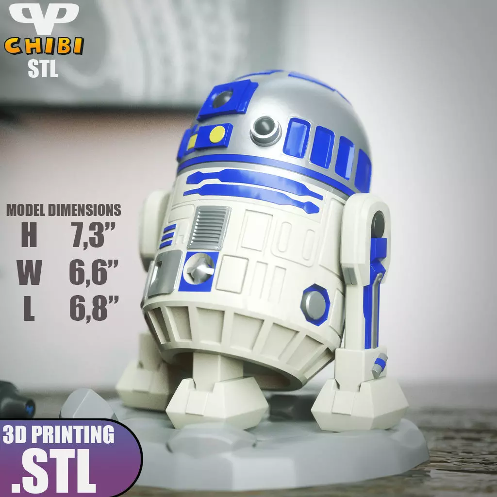 R2D2 Chibi STL for 3D Printing ChibiSTL 3DXM 3D print model_5
