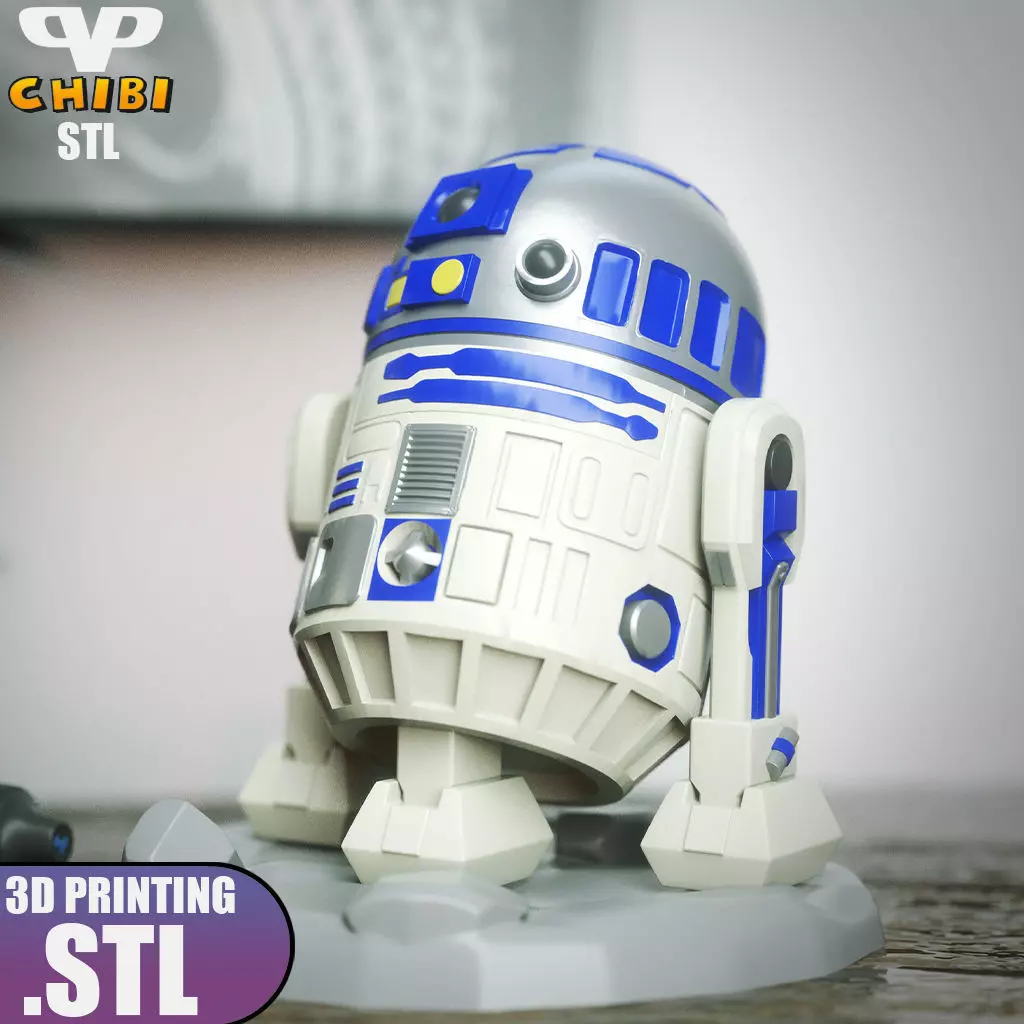 R2D2 Chibi STL for 3D Printing ChibiSTL 3DXM 3D print model_0