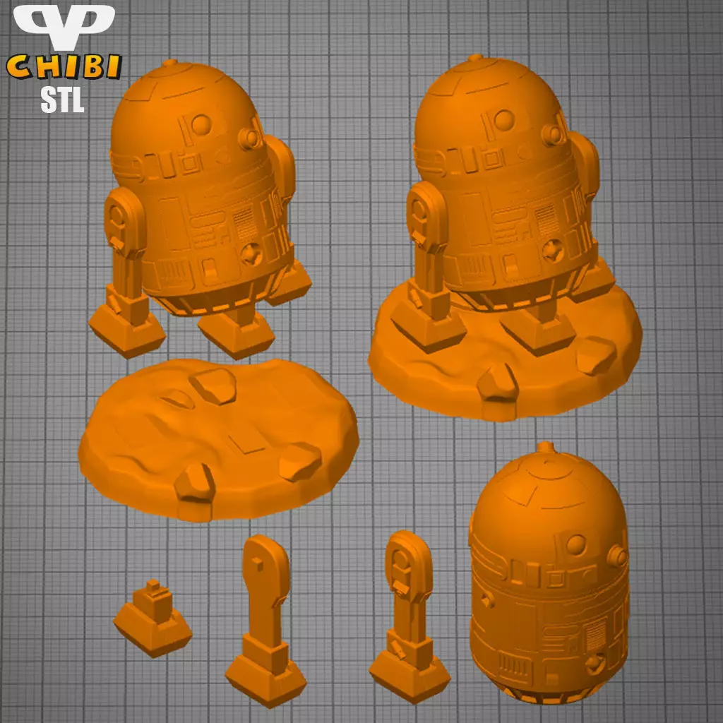R2D2 Chibi STL for 3D Printing ChibiSTL 3DXM 3D print model_2