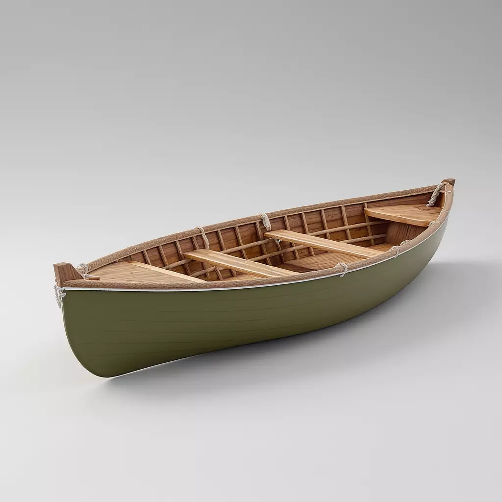 Wooden Boat Low-poly 3D model_3