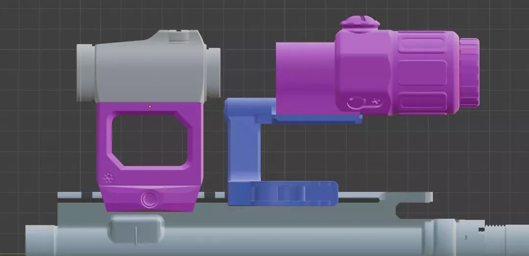 Arisaka optics and flashligth mount pack Low-poly 3D model_0
