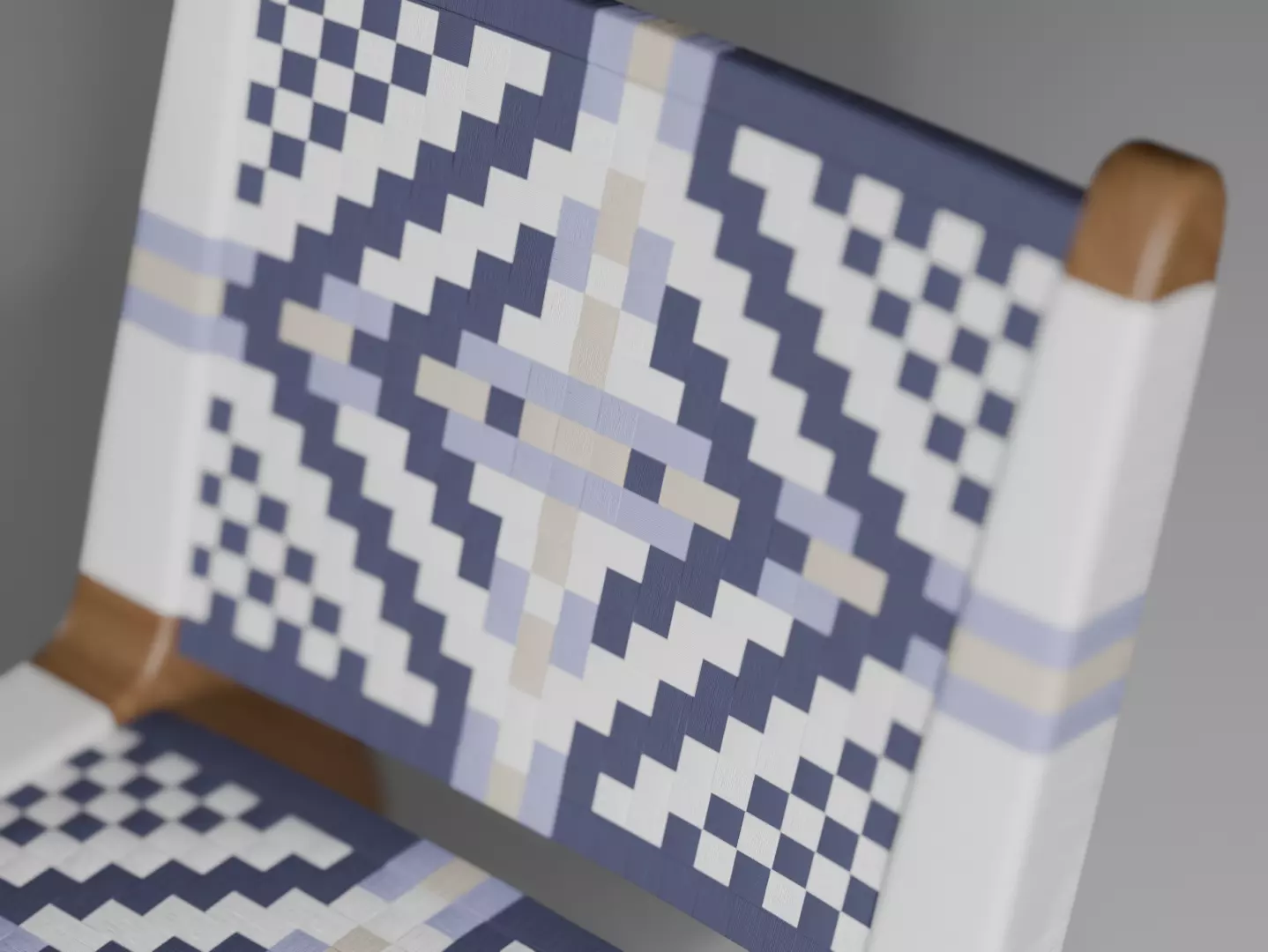 Woven Beach Chair Wood textile Silla tejida madera y textil 3D model_5