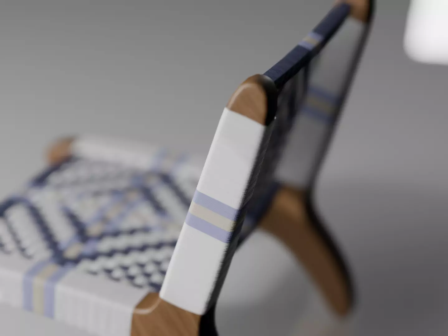 Woven Beach Chair Wood textile Silla tejida madera y textil 3D model_4