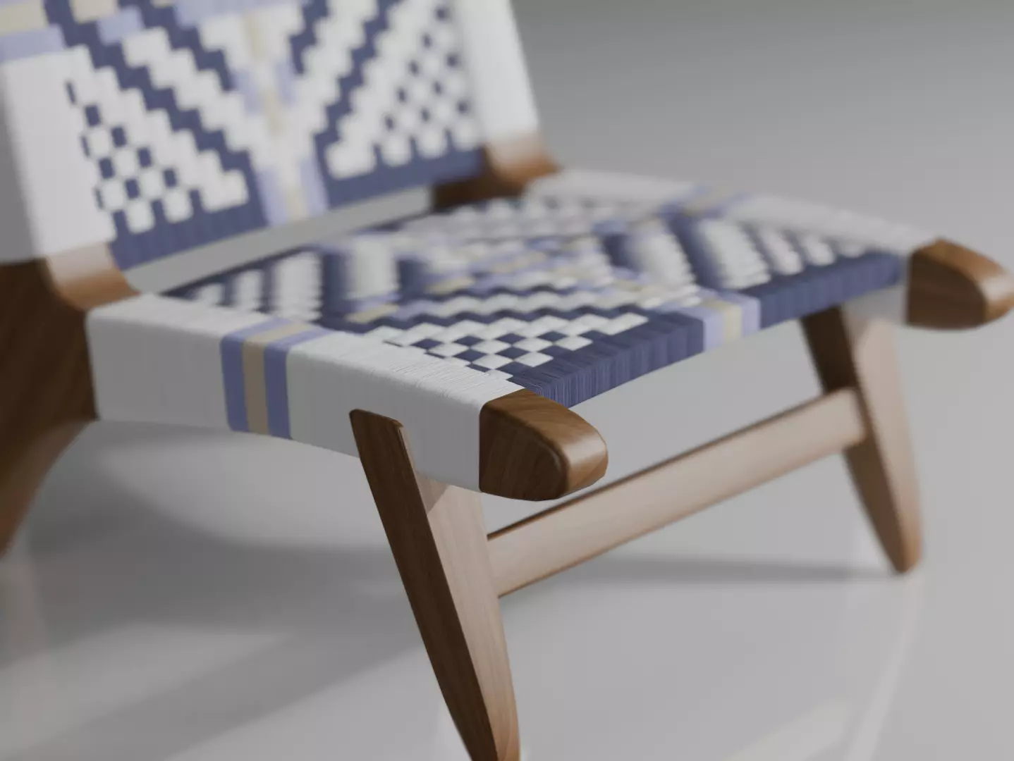 Woven Beach Chair Wood textile Silla tejida madera y textil 3D model_2