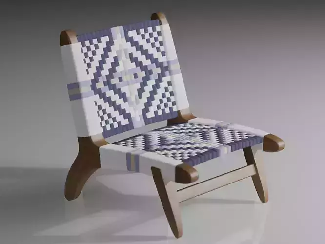 Woven Beach Chair Wood textile Silla tejida madera y textil 3D model
