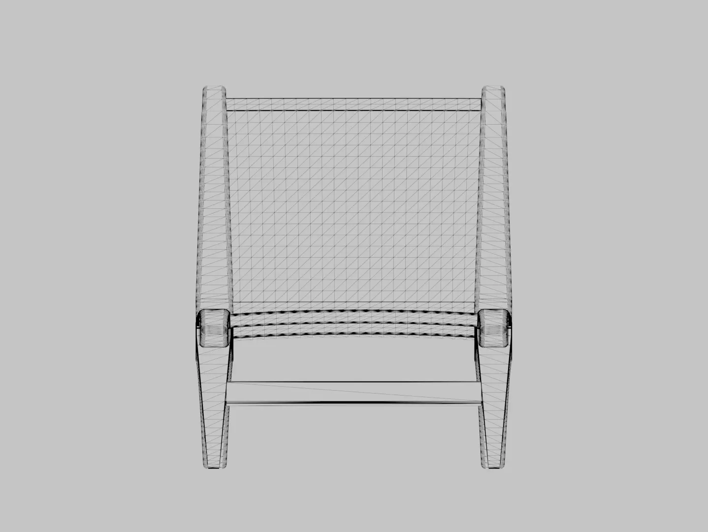 Woven Beach Chair Wood textile Silla tejida madera y textil 3D model_10