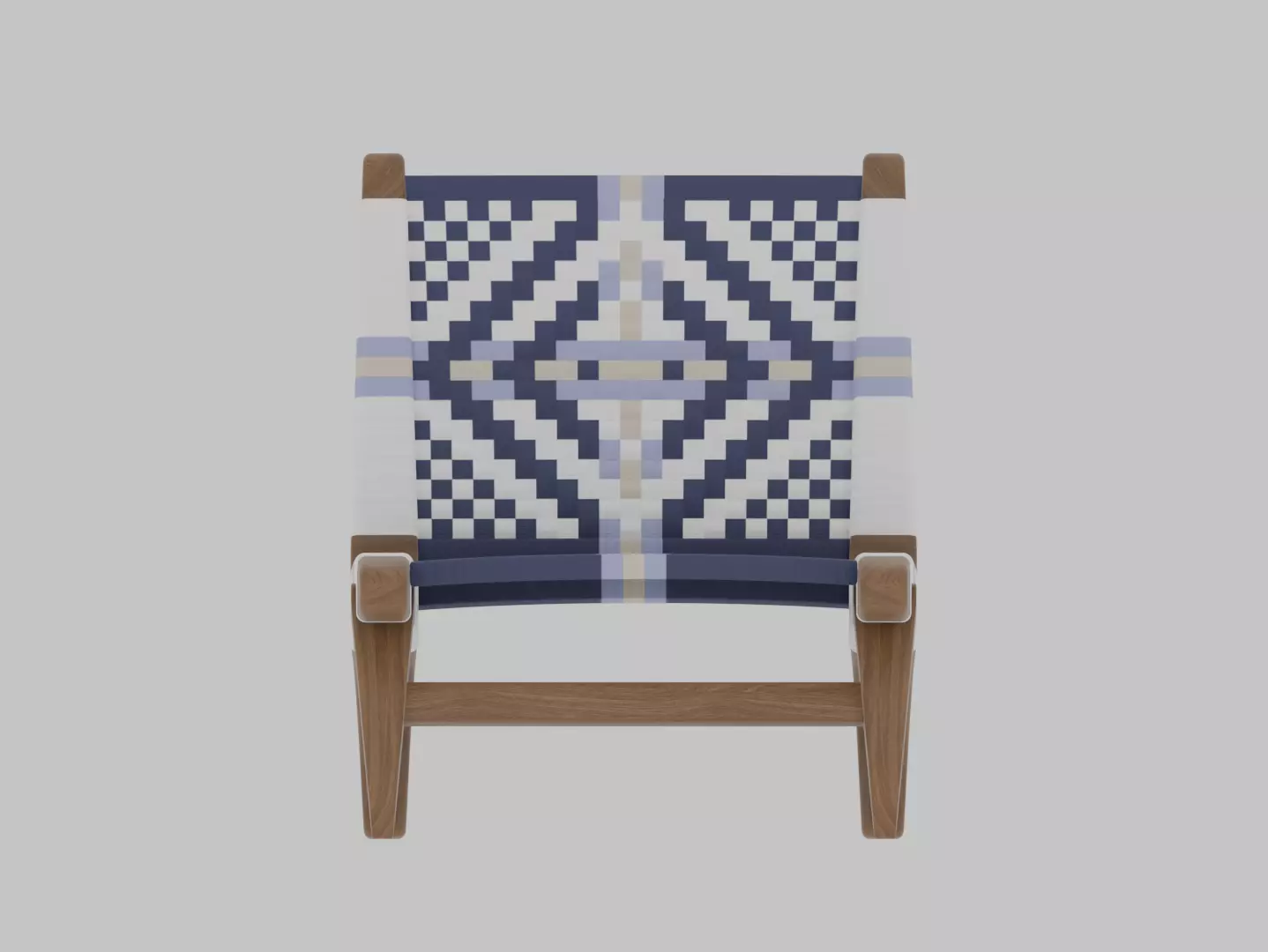 Woven Beach Chair Wood textile Silla tejida madera y textil 3D model_7
