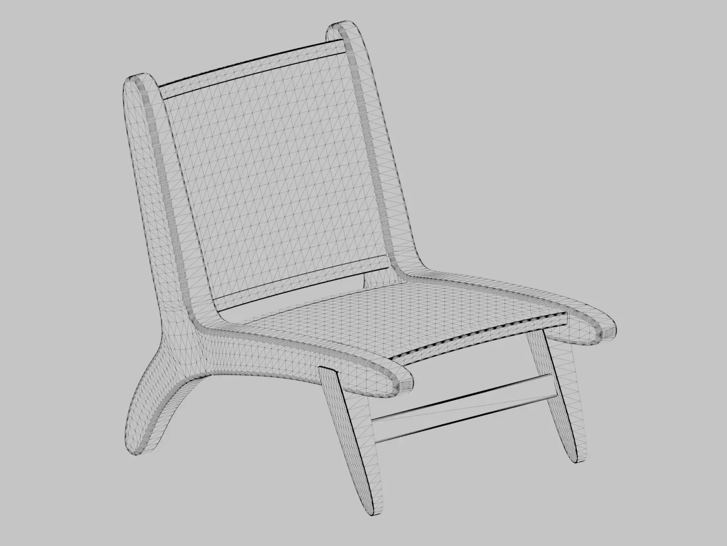Woven Beach Chair Wood textile Silla tejida madera y textil 3D model_9