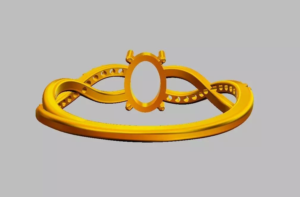 Oval Gemstone Ring 3D print model_17