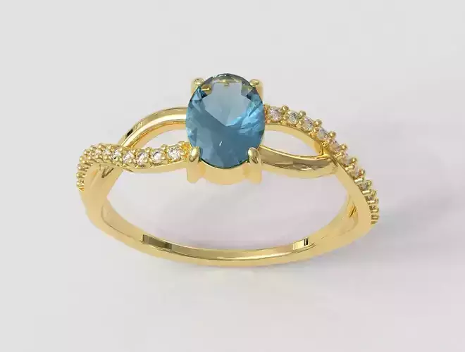 Oval Gemstone Ring 3D print model