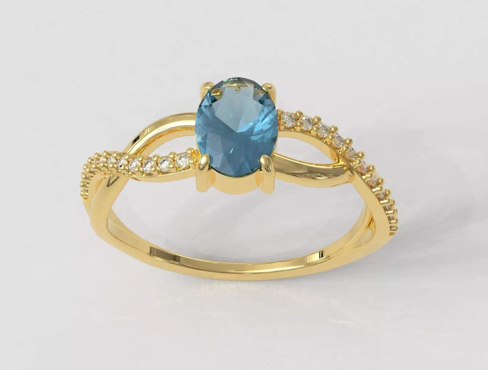 Oval Gemstone Ring 3D print model_0