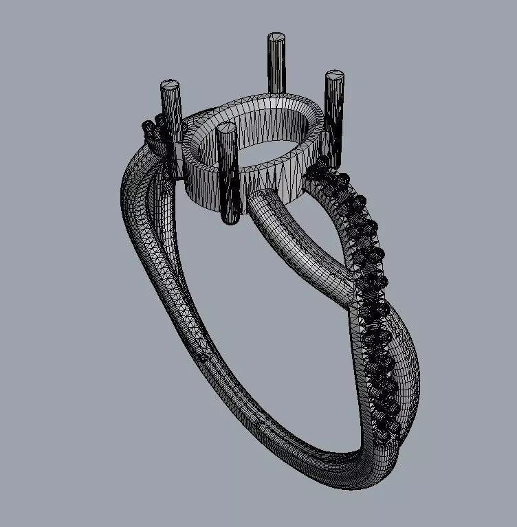 Oval Gemstone Ring 3D print model_20