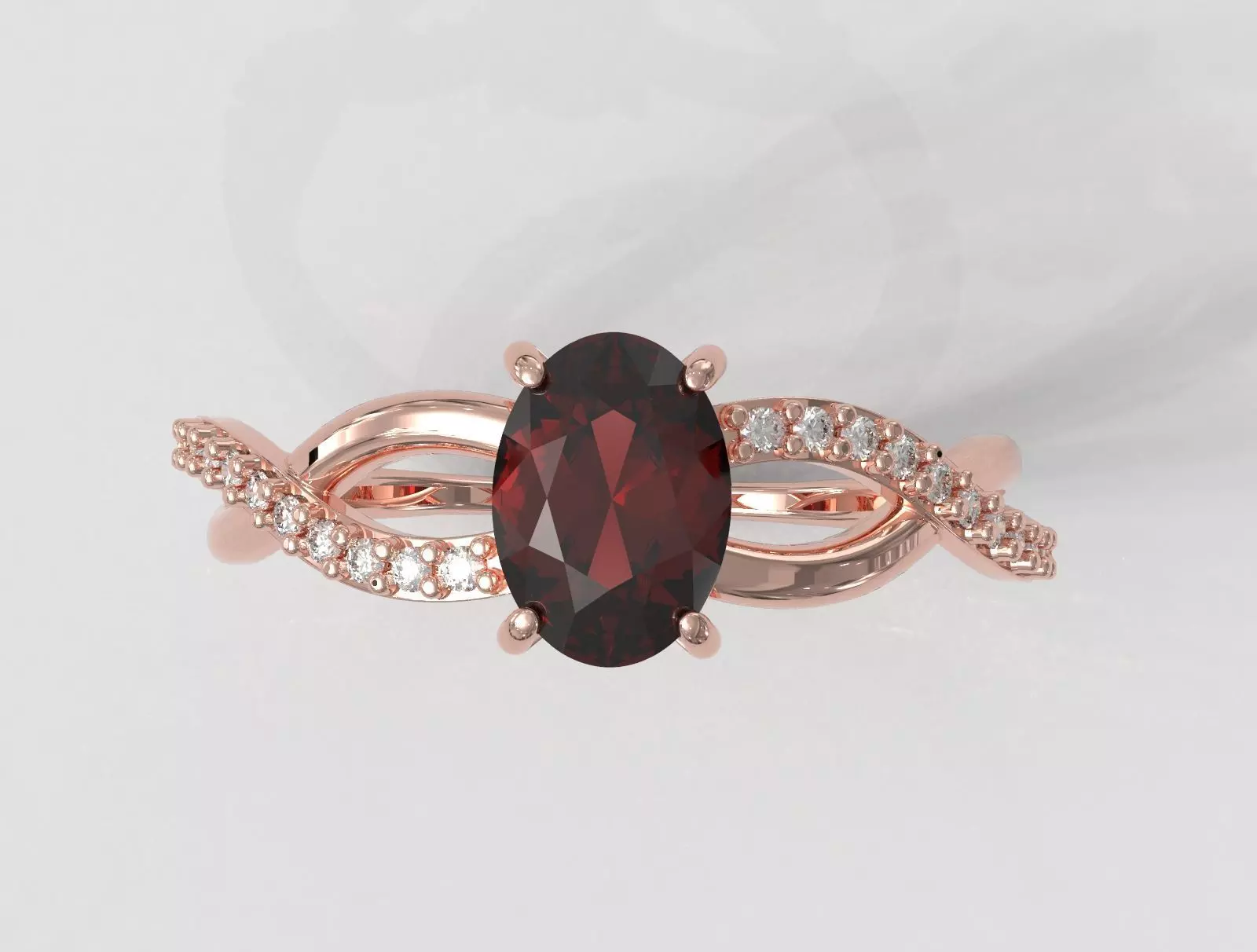 Oval Gemstone Ring 3D print model_3