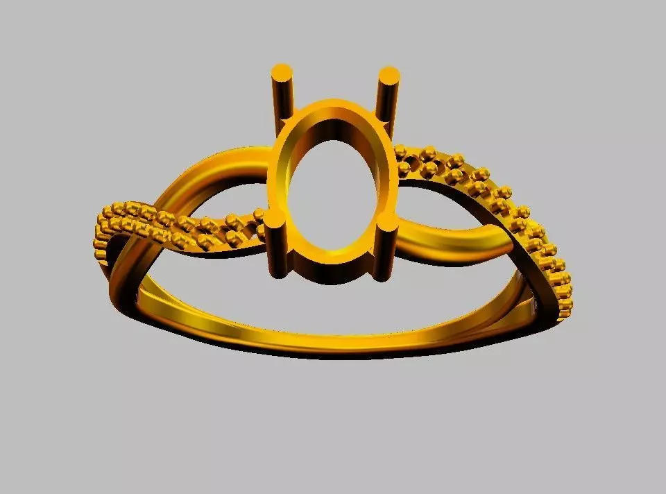 Oval Gemstone Ring 3D print model_14