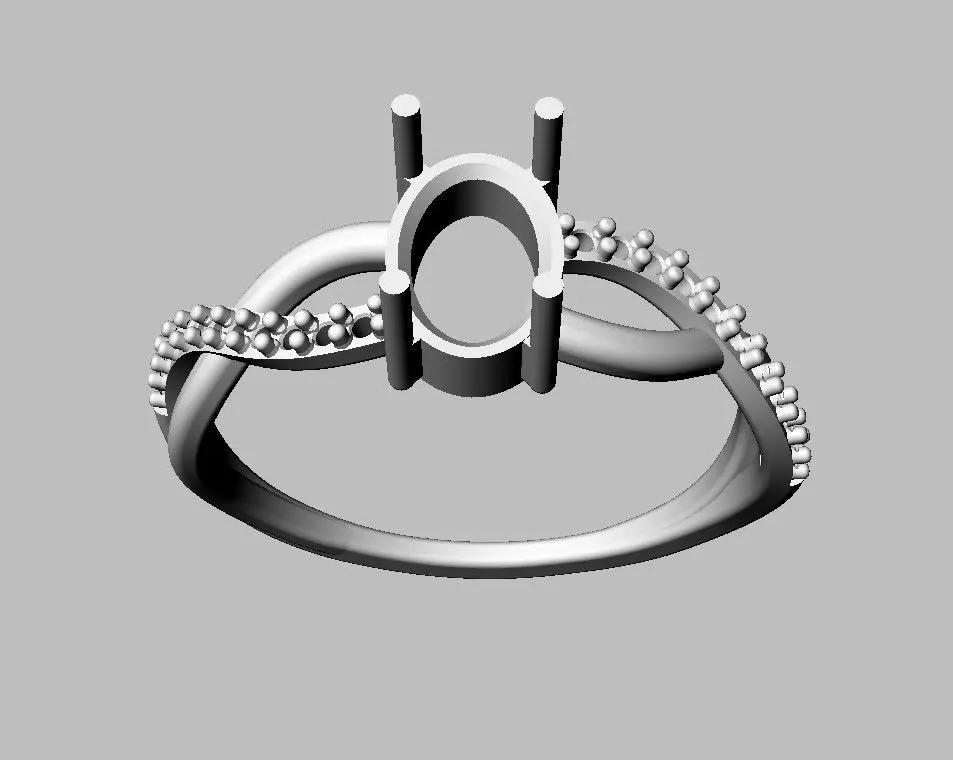 Oval Gemstone Ring 3D print model_7