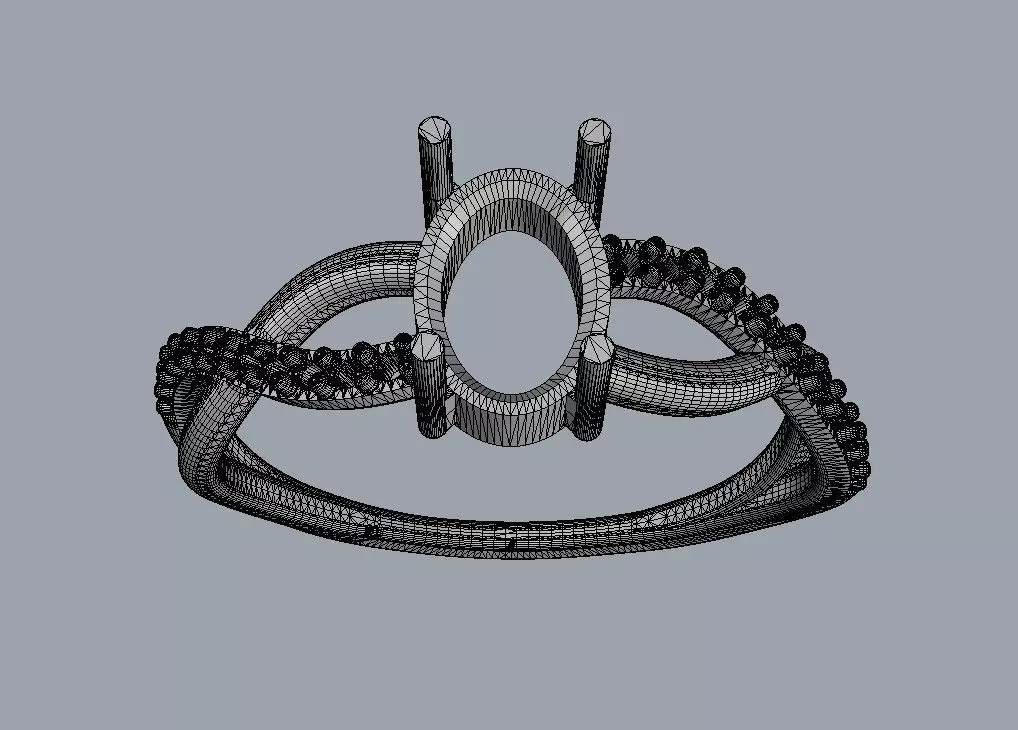 Oval Gemstone Ring 3D print model_21