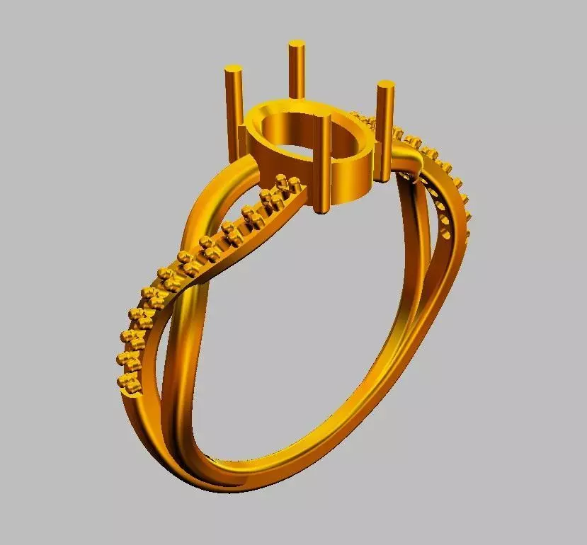 Oval Gemstone Ring 3D print model_15