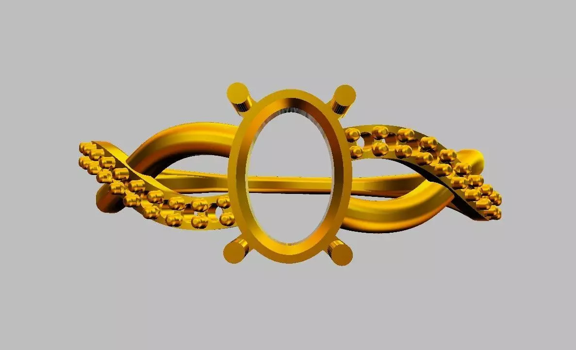 Oval Gemstone Ring 3D print model_19