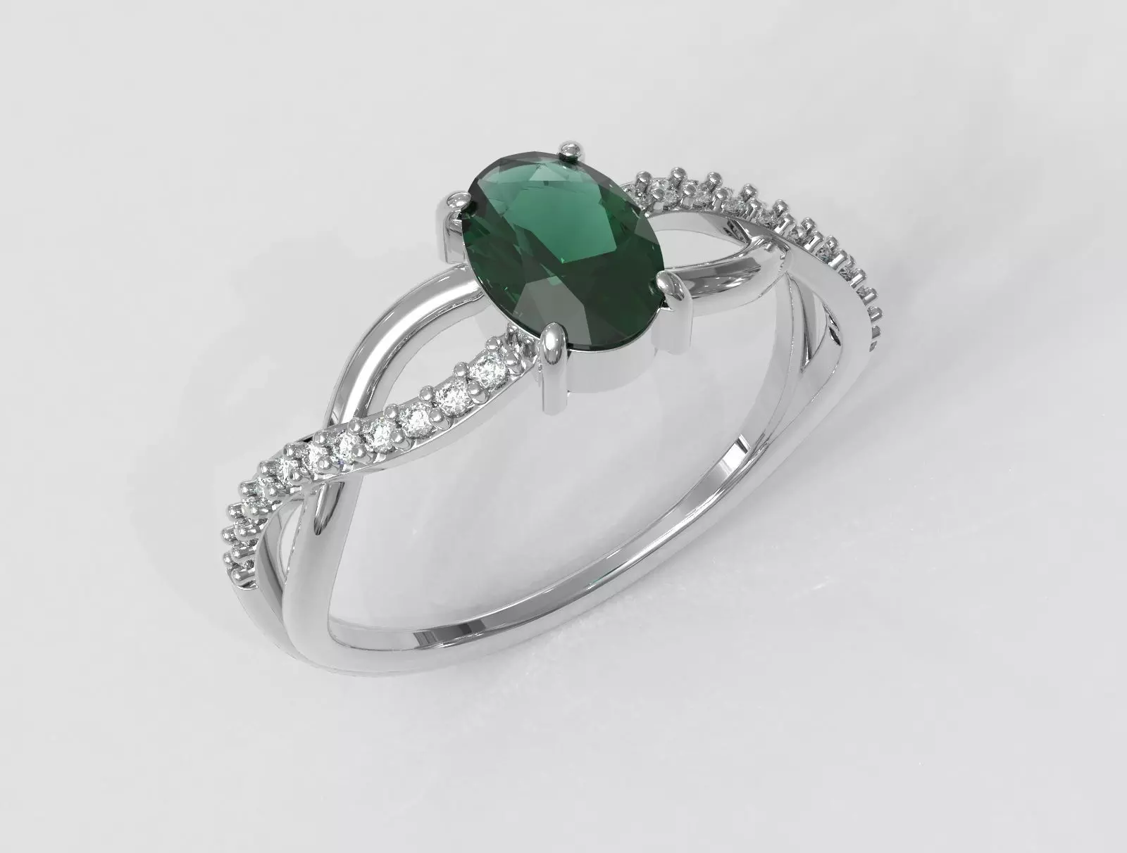 Oval Gemstone Ring 3D print model_2