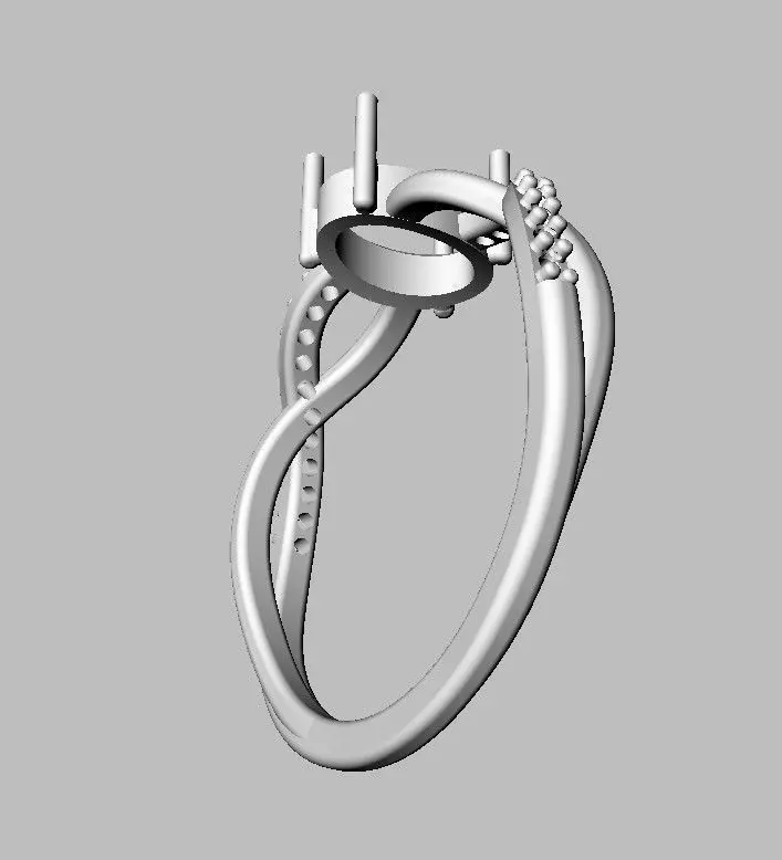 Oval Gemstone Ring 3D print model_10