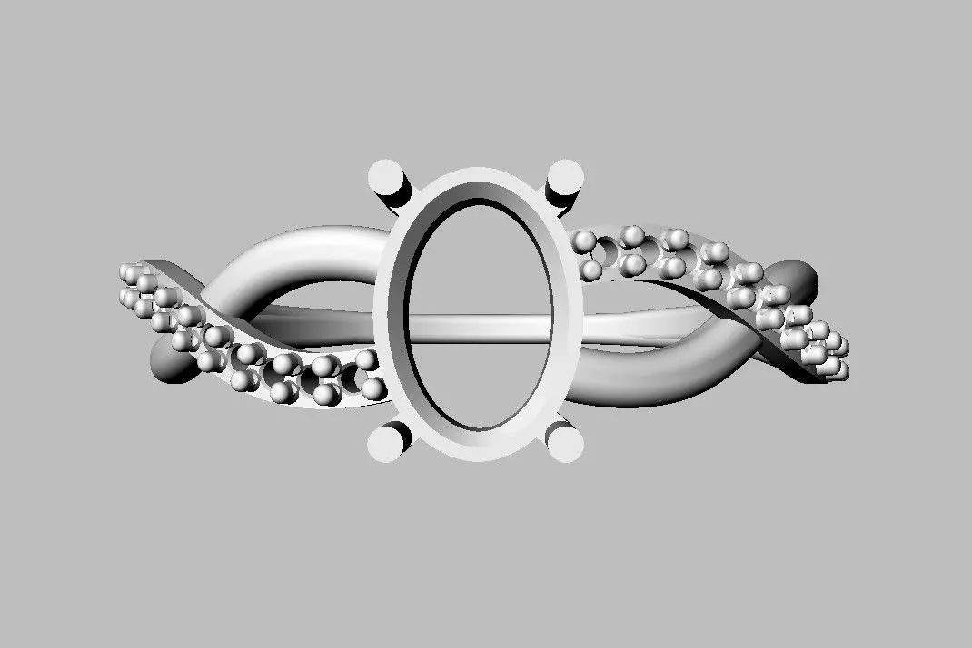 Oval Gemstone Ring 3D print model_12