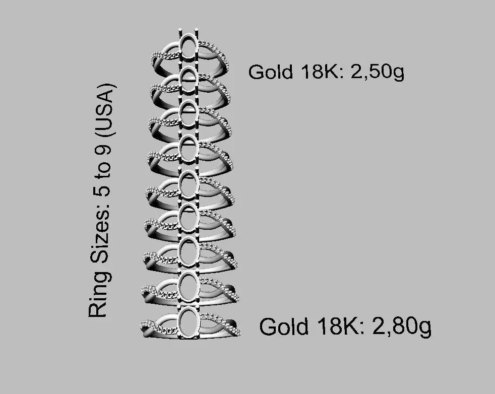 Oval Gemstone Ring 3D print model_5