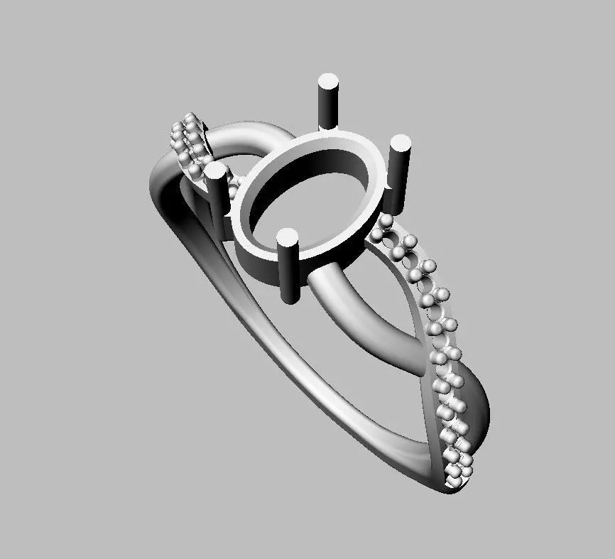 Oval Gemstone Ring 3D print model_11