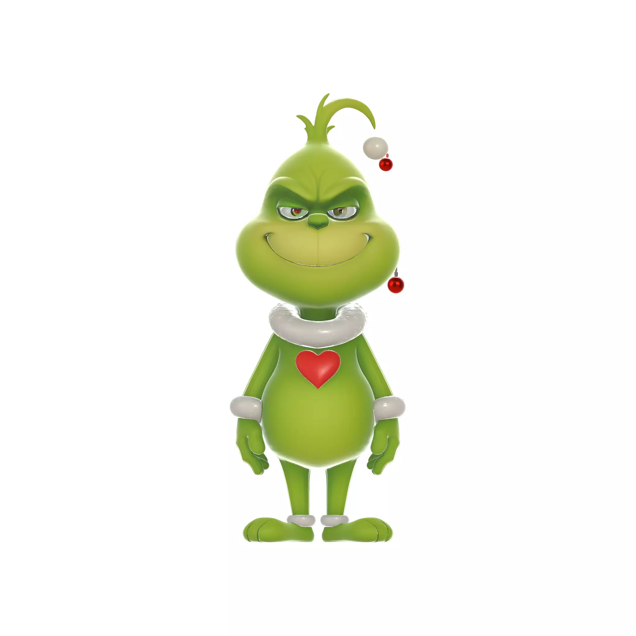 Christmas Grinch with Cute Heart Holiday Decor Character 3D print model_0