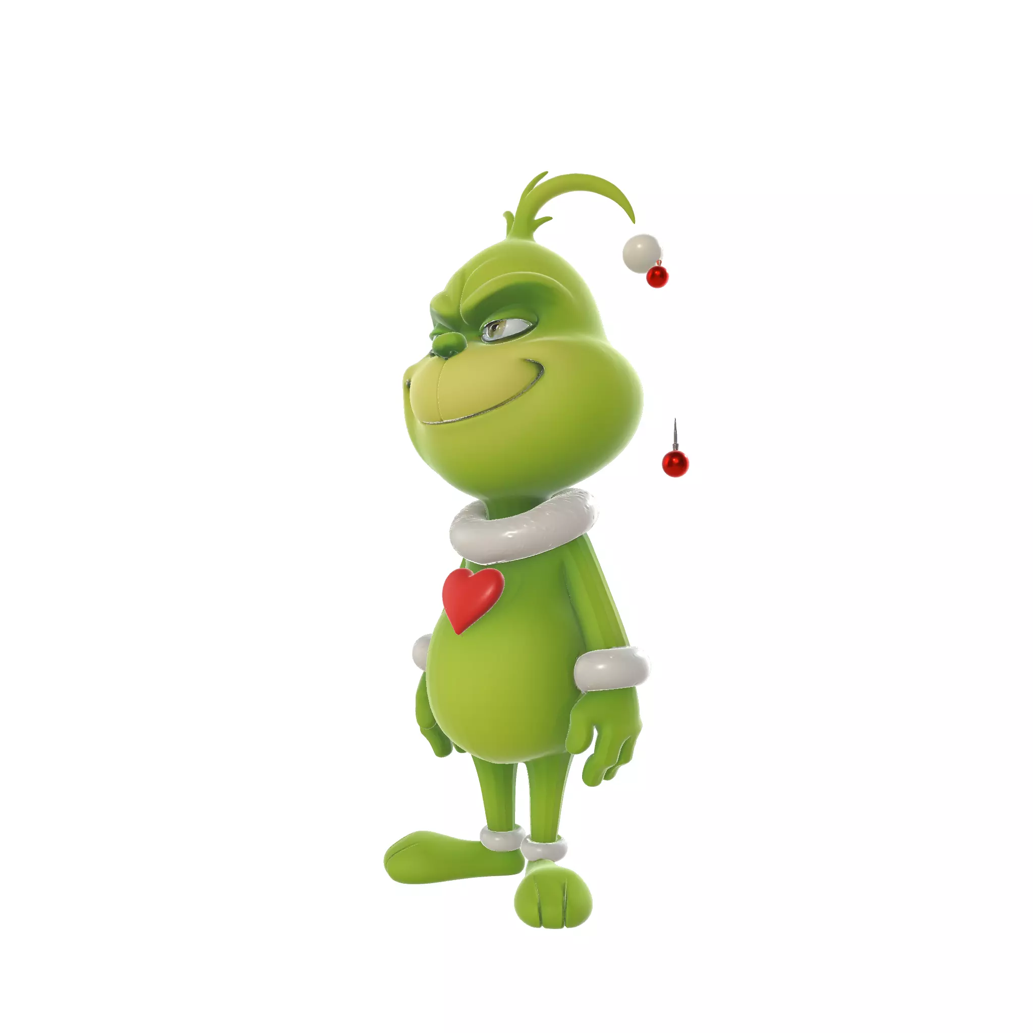 Christmas Grinch with Cute Heart Holiday Decor Character 3D print model_2