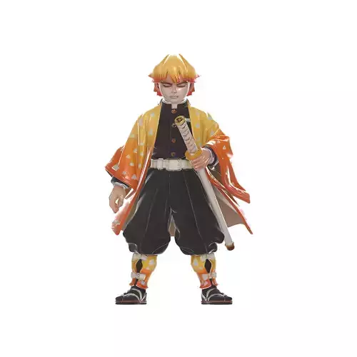 Zenitsu Agatsuma Thunder Breathing Warrior Anime Figurine 3D print model