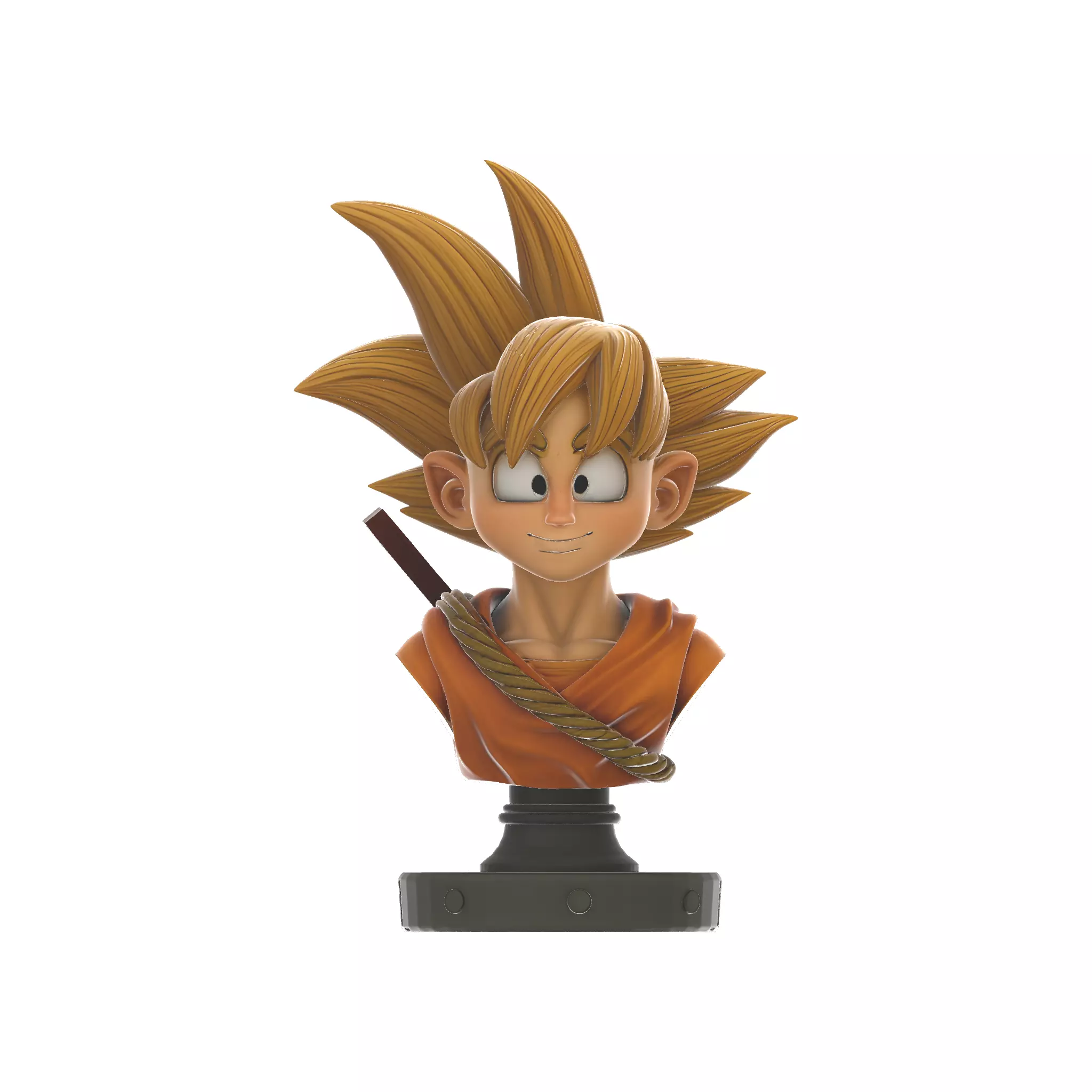 Goku Chibi Bust Super Saiyan Anime Statue 3D print model_0